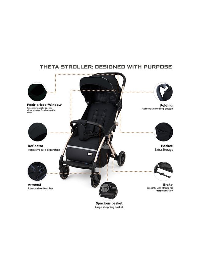 neobreez THETA Auto Fold Compact Lightweight Travel Toddler Baby Stroller,  Self-Stand Baby Trolley,  Pushchair,  Waterproof UPF 50+ Canopy, 0-4yrs,  22kg,  3yrs Warranty - Image 2