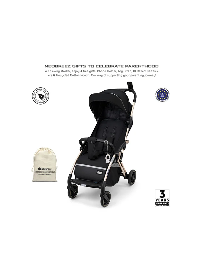 neobreez THETA Auto Fold Compact Lightweight Travel Toddler Baby Stroller,  Self-Stand Baby Trolley,  Pushchair,  Waterproof UPF 50+ Canopy, 0-4yrs,  22kg,  3yrs Warranty