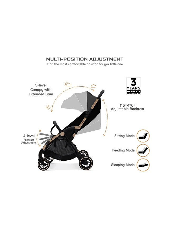 neobreez THETA Auto Fold Compact Lightweight Travel Toddler Baby Stroller,  Self-Stand Baby Trolley,  Pushchair,  Waterproof UPF 50+ Canopy, 0-4yrs,  22kg,  3yrs Warranty