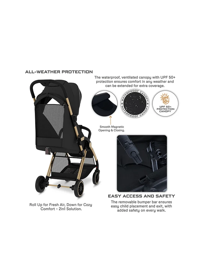 neobreez THETA Auto Fold Compact Lightweight Travel Toddler Baby Stroller,  Self-Stand Baby Trolley,  Pushchair,  Waterproof UPF 50+ Canopy, 0-4yrs,  22kg,  3yrs Warranty