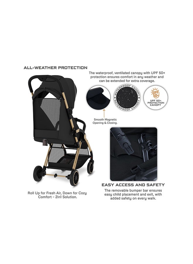 neobreez THETA Auto Fold Compact Lightweight Travel Toddler Baby Stroller,  Self-Stand Baby Trolley,  Pushchair,  Waterproof UPF 50+ Canopy, 0-4yrs,  22kg,  3yrs Warranty - Image 5