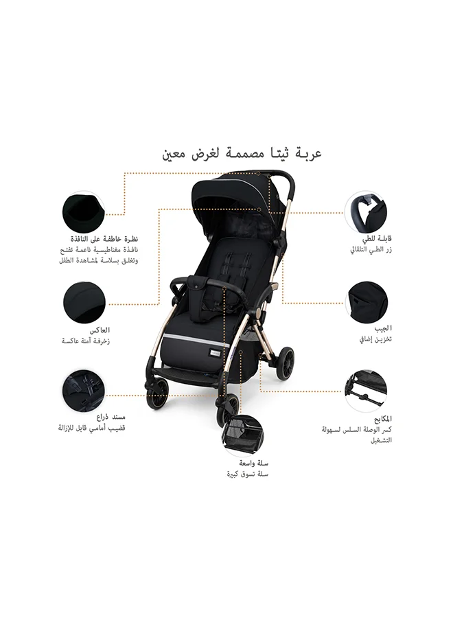 neobreez THETA Auto Fold Compact Lightweight Travel Toddler Baby Stroller,  Self-Stand Baby Trolley,  Pushchair,  Waterproof UPF 50+ Canopy, 0-4yrs,  22kg,  3yrs Warranty