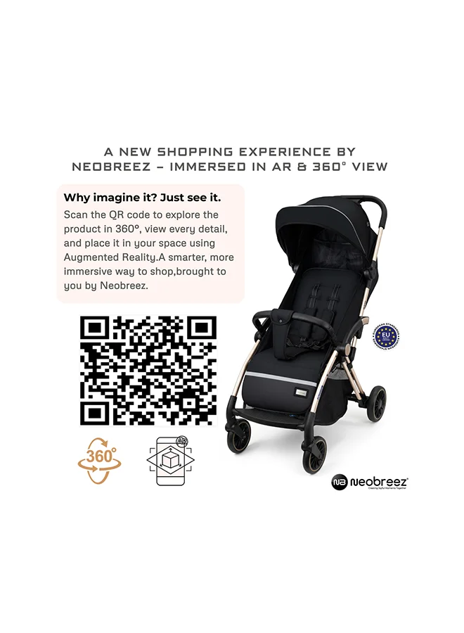 neobreez THETA Auto Fold Compact Lightweight Travel Toddler Baby Stroller,  Self-Stand Baby Trolley,  Pushchair,  Waterproof UPF 50+ Canopy, 0-4yrs,  22kg,  3yrs Warranty