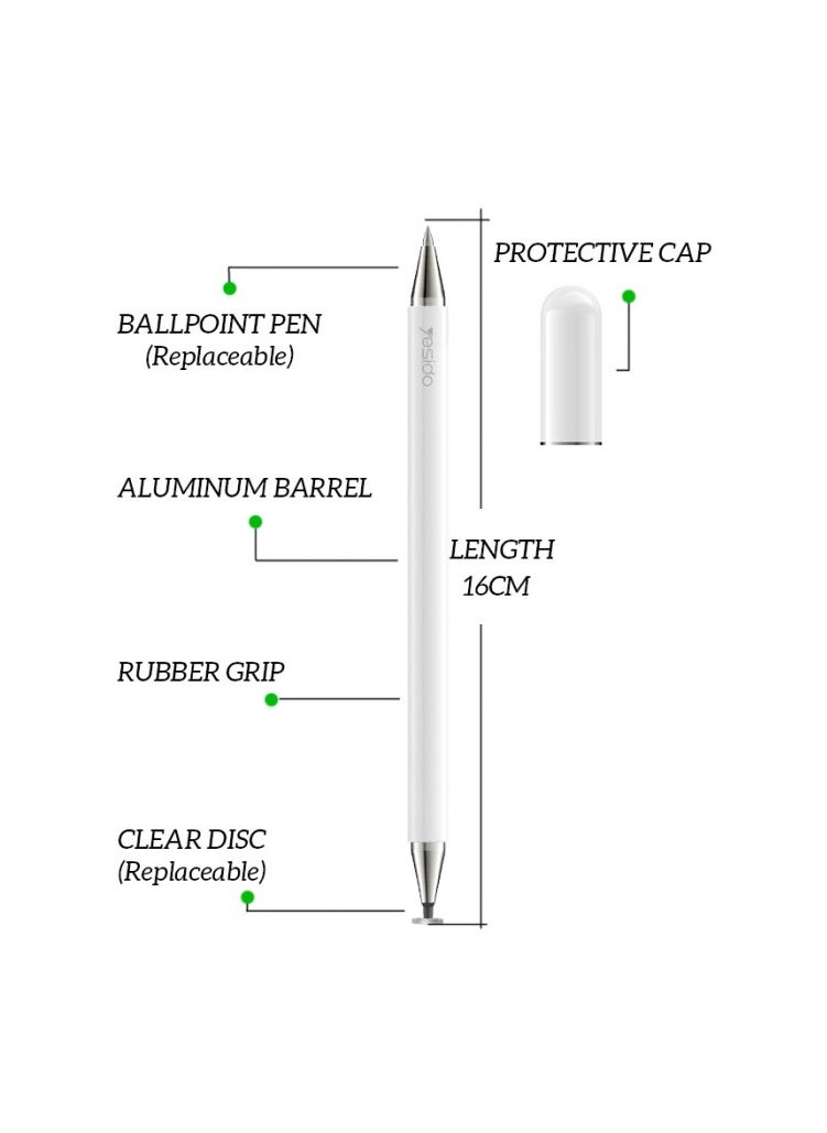 Yesido ST04 2 In 1 Stylus Pen Tablet Notebook Active Capacitive Writing Phone Pencil With Ballpoint Pen  - Image 5