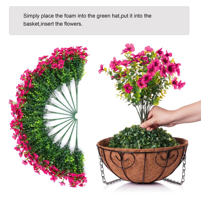 HyeFlora Artificial Fake Hanging Plants Flowers Basket for Outdoor Outside Porch Summer Decoration, Faux Silk Hotpink Dasiy UV Resistant Realistic in Planter for Home Patio Garden Yard - Image 4