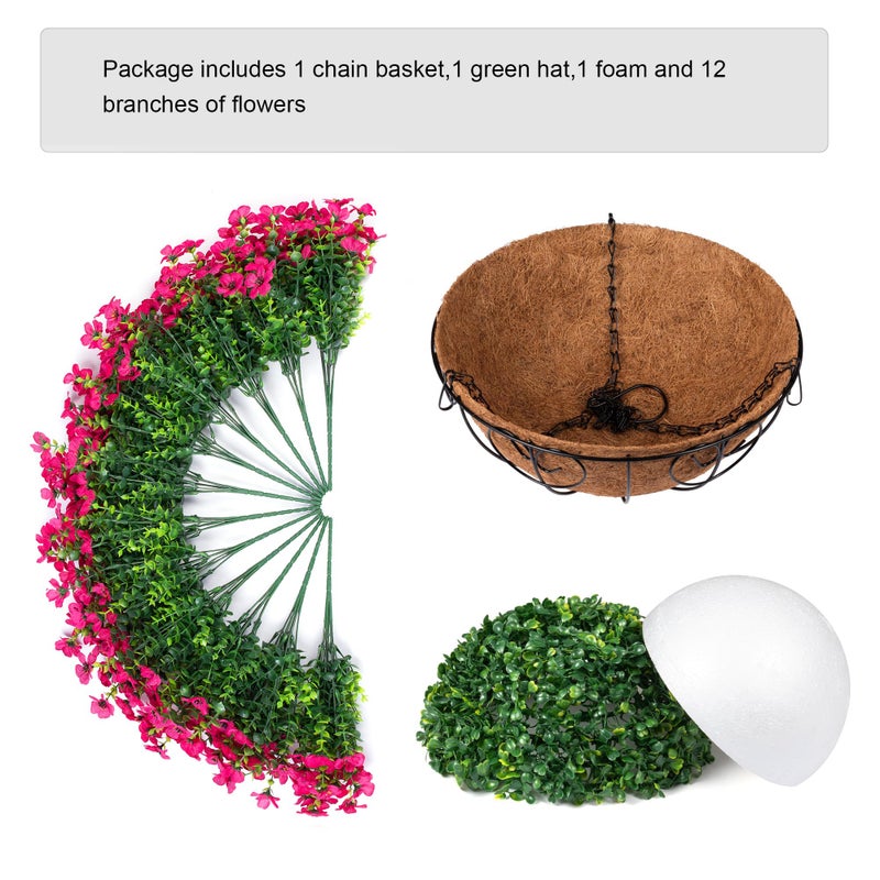 HyeFlora Artificial Fake Hanging Plants Flowers Basket for Outdoor Outside Porch Summer Decoration, Faux Silk Hotpink Dasiy UV Resistant Realistic in Planter for Home Patio Garden Yard - Image 3