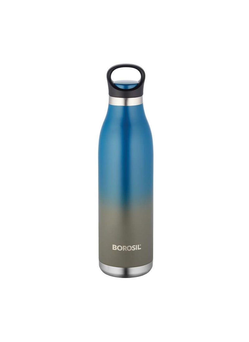 BOROSIL Borosil Hydra Color Crush 700 ml Stainless Steel Wate Bottle | Double Wall Vacuum Insulated Flask | 24 Hrs Hot & Cold | 1 Year Warranty, Blue  - Image 1