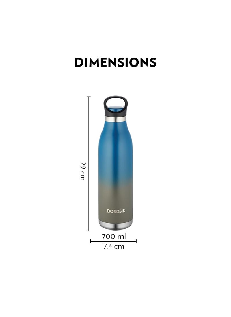 BOROSIL Borosil Hydra Color Crush 700 ml Stainless Steel Wate Bottle | Double Wall Vacuum Insulated Flask | 24 Hrs Hot & Cold | 1 Year Warranty, Blue  - Image 3