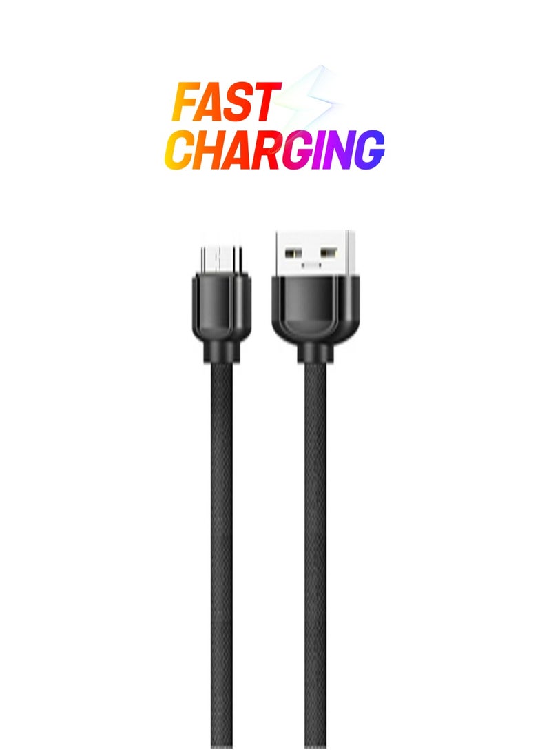 JBQ Micro USB Data Cable With Braided Nylon 2.5A Fast Charge and Sync Transfer Speed of 480Mbps, 100cm, Black, CA-610 - Image 1