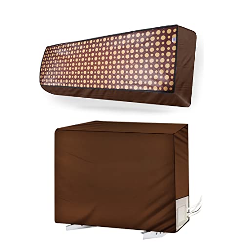 MW PRINTS Split Ac Cover With Indoor and Outdoor Unit for 1.5 Ton Capacity Water Resistance & DustProof (Dotted Brown) - Image 1