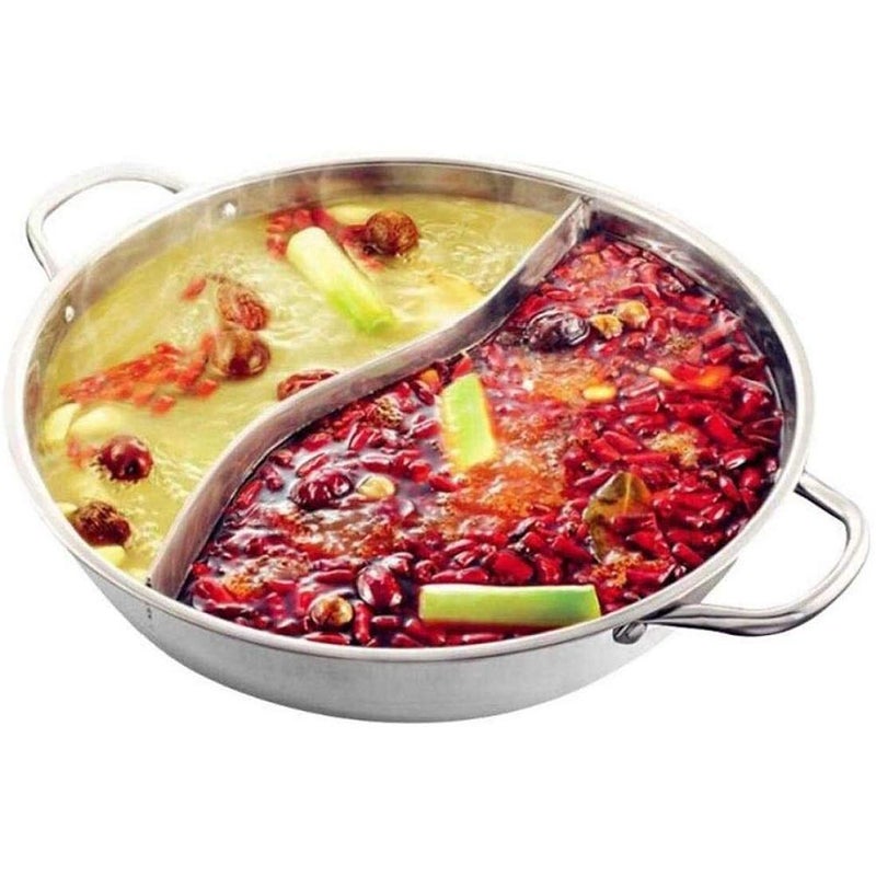 Delavala Hot Pot Stainless Steel Single Cooking Pot Double Ear Fondue Pot (304 Stainless Steel) (Size : Diameter 30cm) - Image 4