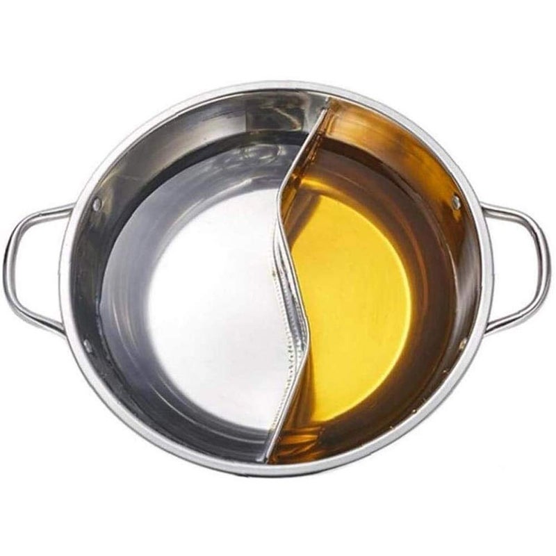 Delavala Hot Pot Stainless Steel Single Cooking Pot Double Ear Fondue Pot (304 Stainless Steel) (Size : Diameter 30cm) - Image 2