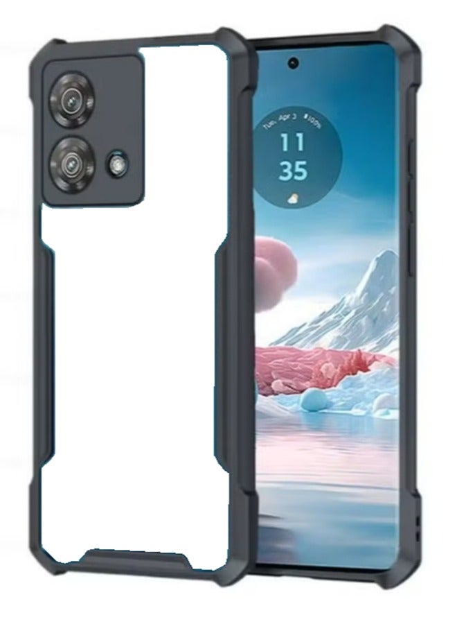 Case Cover For Motorola Edge 40 Neo 5G , Ultra-Thin Lightweight Cover Soft TPU Bumper + Acrylic Clear Back,Black. - Image 1