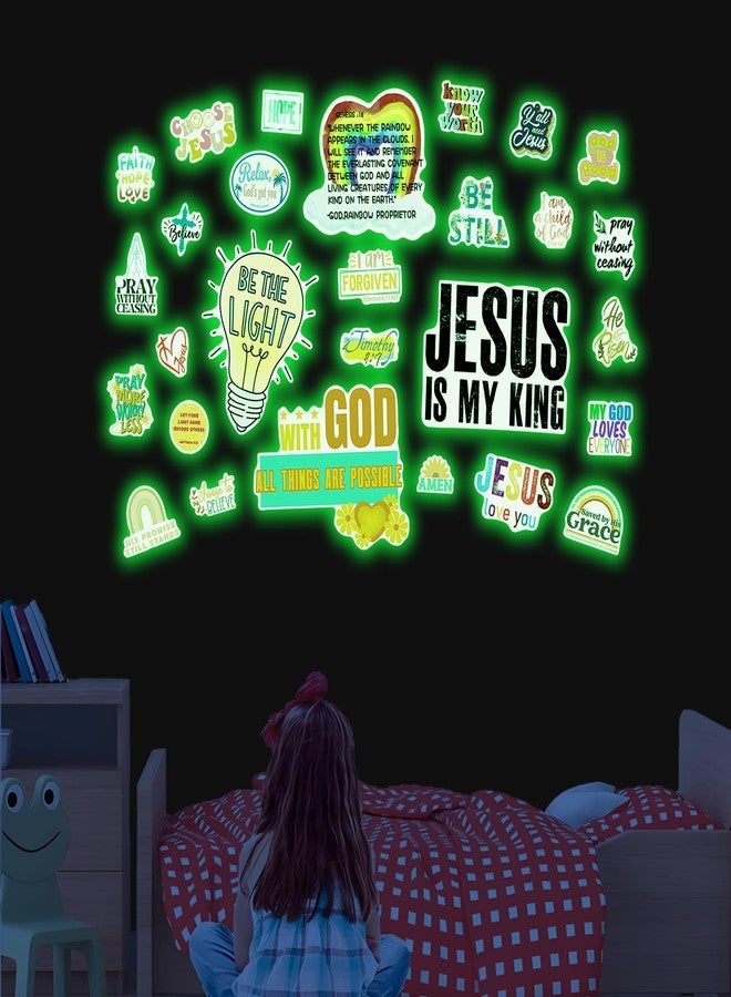 Robmoda Jesus Christian Bible Wall Decals Glow in The Dark, Christ Faith Inspirational Motivational Room Decor, Positive Peel and Stick Wallpaper Kids Sticker - Image 4
