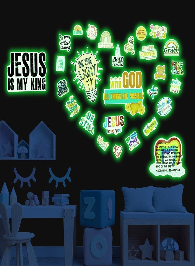 Robmoda Jesus Christian Bible Wall Decals Glow in The Dark, Christ Faith Inspirational Motivational Room Decor, Positive Peel and Stick Wallpaper Kids Sticker - Image 2