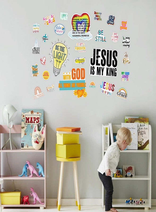 Robmoda Jesus Christian Bible Wall Decals Glow in The Dark, Christ Faith Inspirational Motivational Room Decor, Positive Peel and Stick Wallpaper Kids Sticker - Image 5