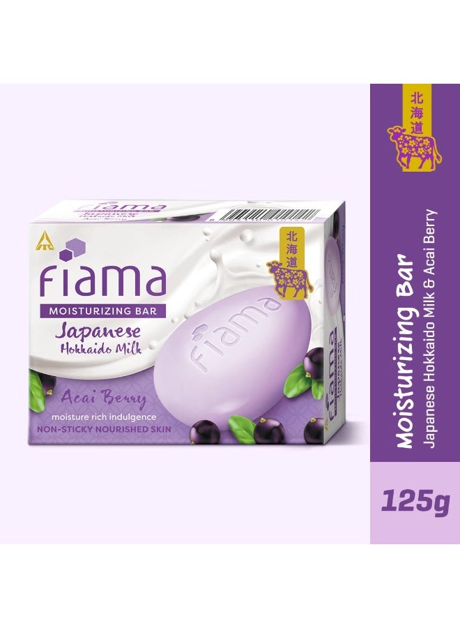 Fiama Moisturizing Soap Bar, Japanese Hokkaido Milk & Acai Berry, 125 g, Non-Sticky Moisturized Skin, 1/3rd Skin Moisturizers, Vitamin F, Fragrant Freshness - Image 3