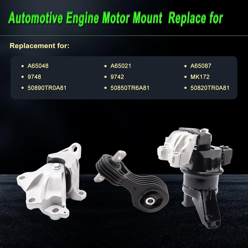 SHICHU Engine Motor Mount Set for 2012-2015 Honda Civic 1.8L Coupe/Sedan - Replacement for A65048 A65021 A65087 - Image 3