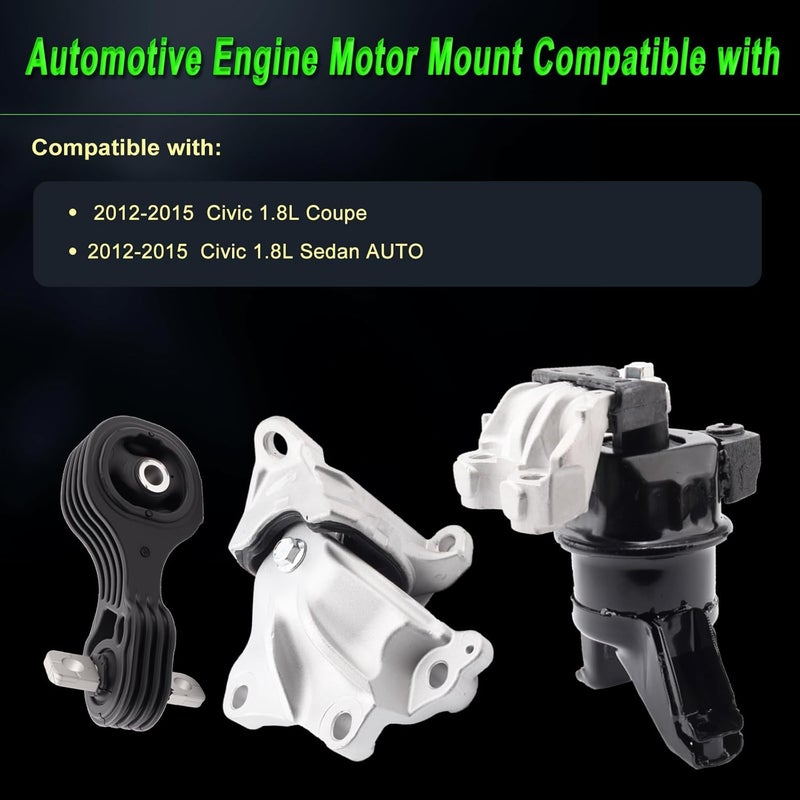 SHICHU Engine Motor Mount Set for 2012-2015 Honda Civic 1.8L Coupe/Sedan - Replacement for A65048 A65021 A65087 - Image 2