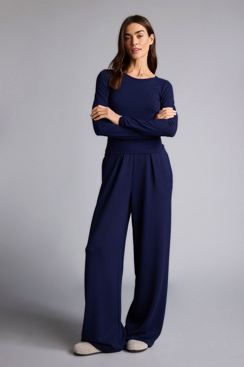 DeFacto Blue Woman Crew Neck Long Sleeve Top Casual - Image 2