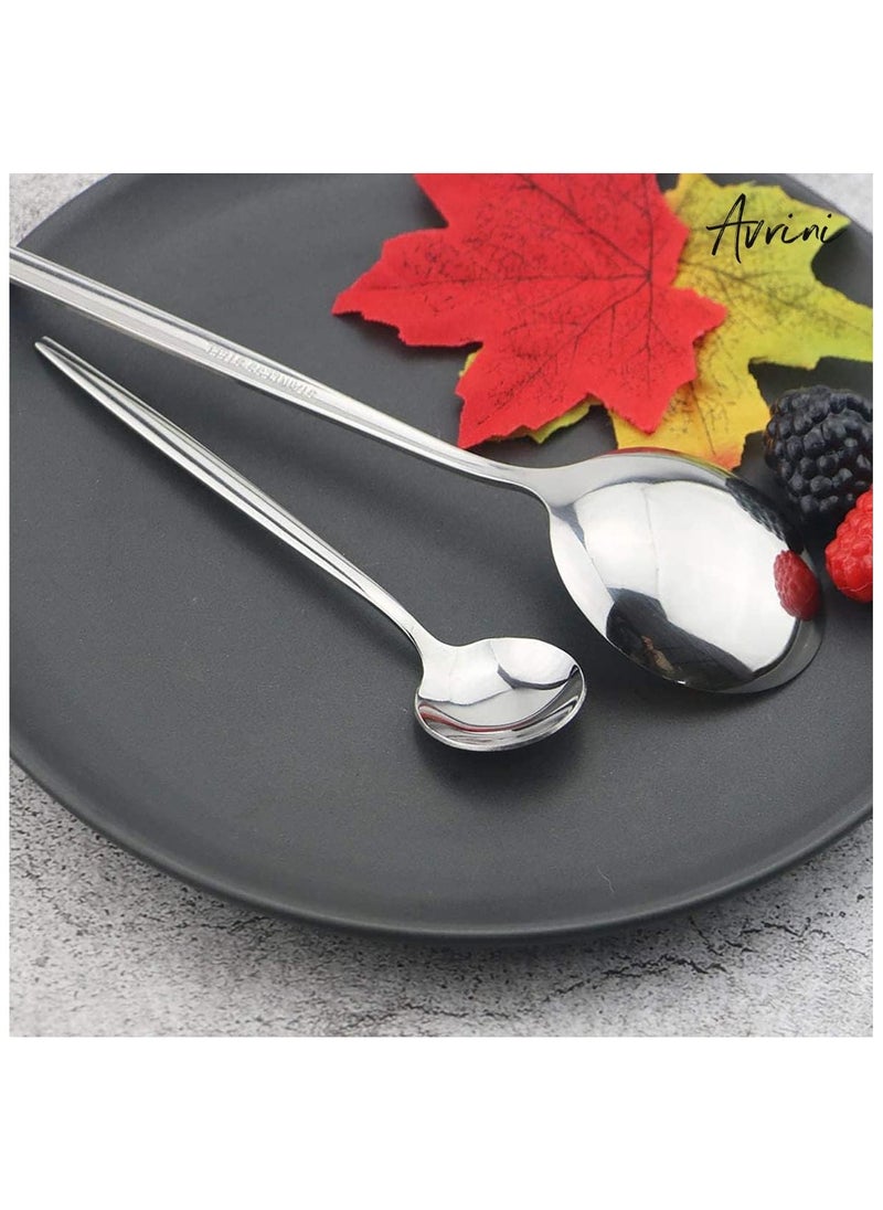Avrini - Avrini 24 piece Cutlery Set, 304 Stainless Steel Fork Spoon Knife Dining, Dinnerware, Flatware Set, Silverware, Tableware Set, Gift Box Set. (Silver) - Image 1