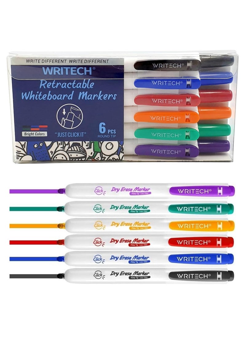WRITECH 6-Piece Retractable Whiteboard Markers Multicolour  - Image 1
