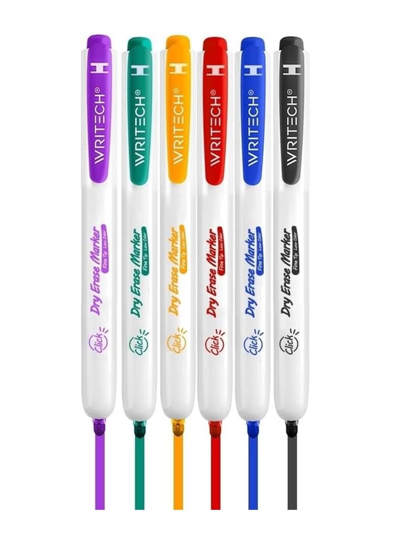 WRITECH 6-Piece Retractable Whiteboard Markers Multicolour  - Image 2