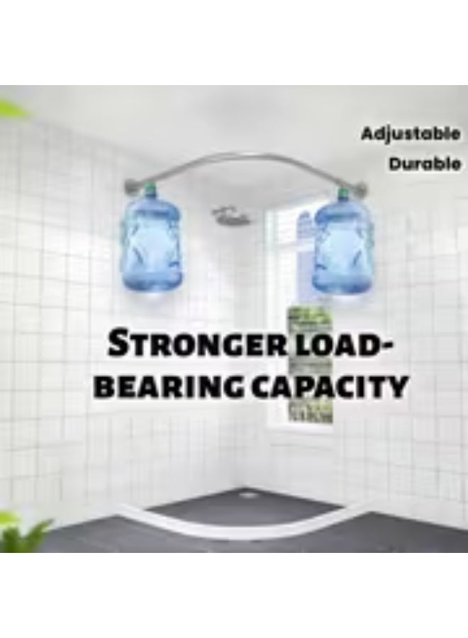 إيروريكس قضيب ستارة دش على شكل L قابل للتعديل بألوان أسود، فضي، وأبيض – تثبيت جداري بدون حفر، موفر للمساحة وسهل التركيب من الستانلس ستيل - Image 1