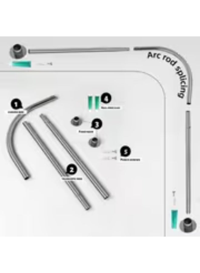 إيروريكس قضيب ستارة دش على شكل L قابل للتعديل بألوان أسود، فضي، وأبيض – تثبيت جداري بدون حفر، موفر للمساحة وسهل التركيب من الستانلس ستيل - Image 4