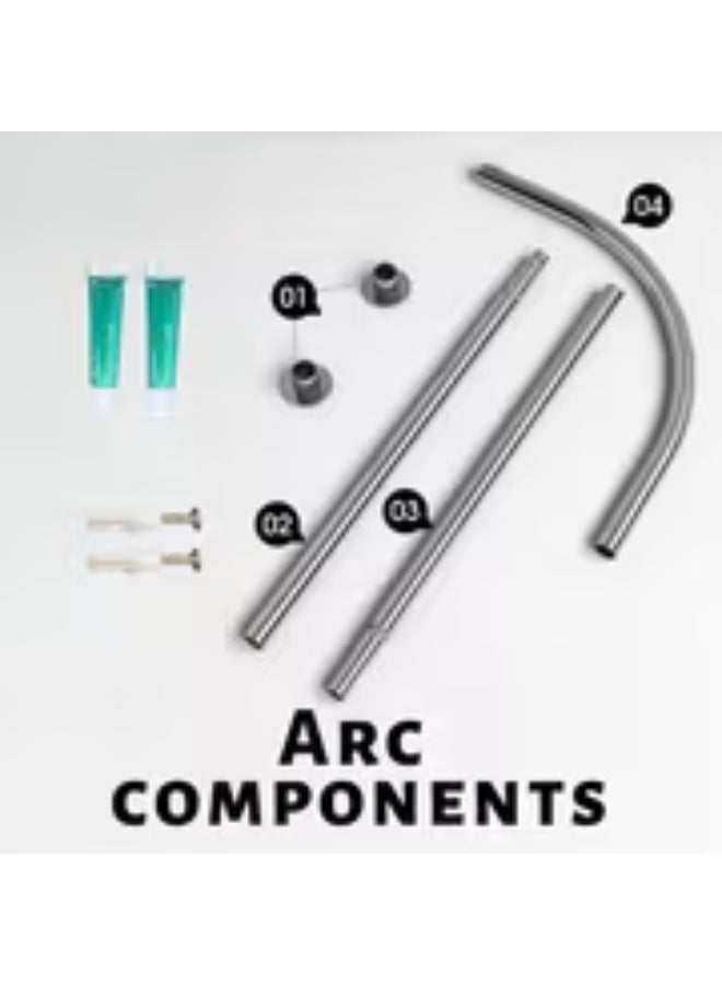 إيروريكس قضيب ستارة دش على شكل L قابل للتعديل بألوان أسود، فضي، وأبيض – تثبيت جداري بدون حفر، موفر للمساحة وسهل التركيب من الستانلس ستيل - Image 3