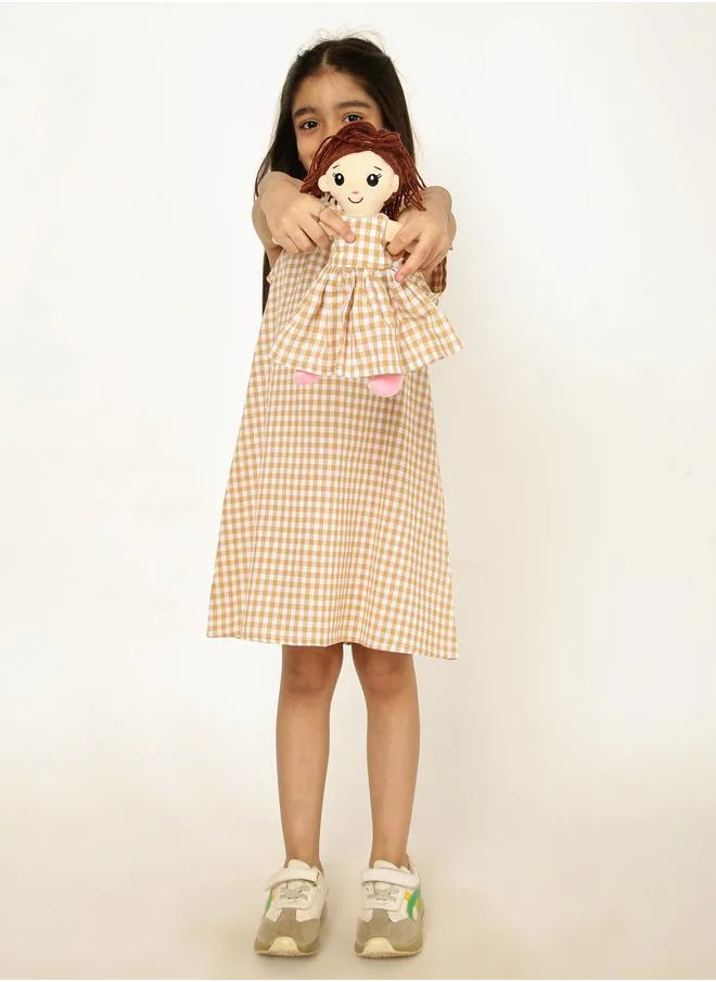 Styli Gingham Check Bow Detail Dress