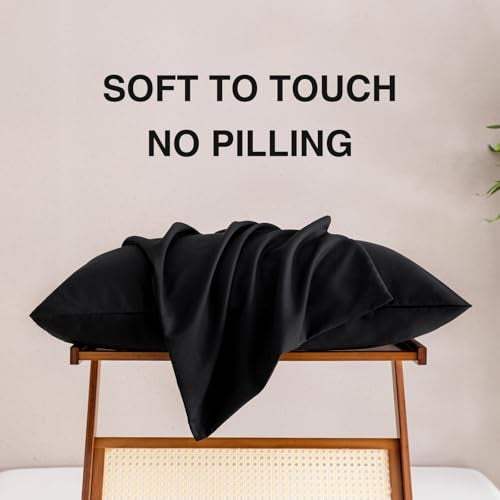 mini panda MINIPANDA Black Pillow Cases Set of 4 Queen Size - Super Soft, Smooth and Breathable Pillow Cases Queen- Envelope Design - Machine Washable Lightweight (20X30 Inches (4 Piece)) - Image 5