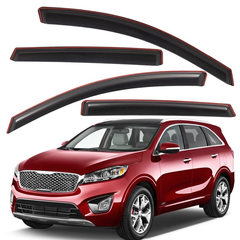 Lightronic Extra Durable Clipon inChannel Auto Vent Window Visor Fits 20162020 Kia Sorento UV Protection Rain Guard Original Wind Deflector NoDrill Easy Install Dark Smoke 4Pcs
