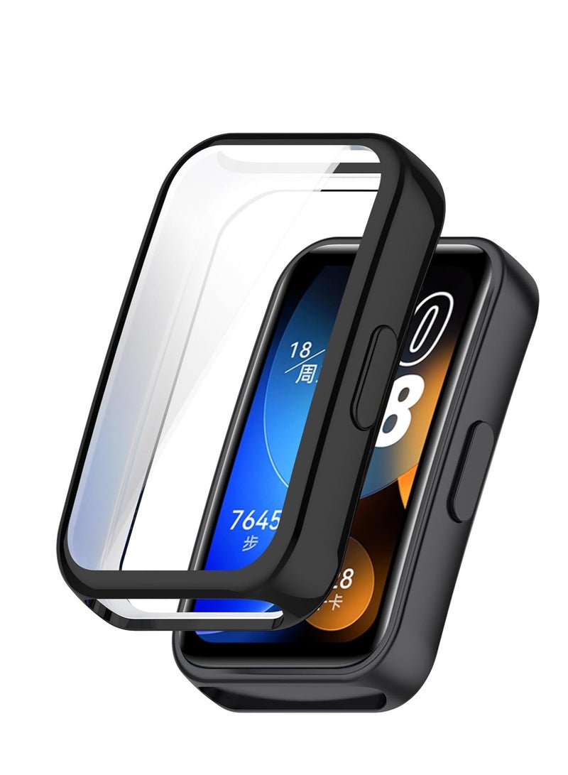 360 Degree Protection Case for Huawei Band 10-9-8 with Soft Screen Protector Soft Silicone Watch Band Surrounding Protector (Black) - Image 1