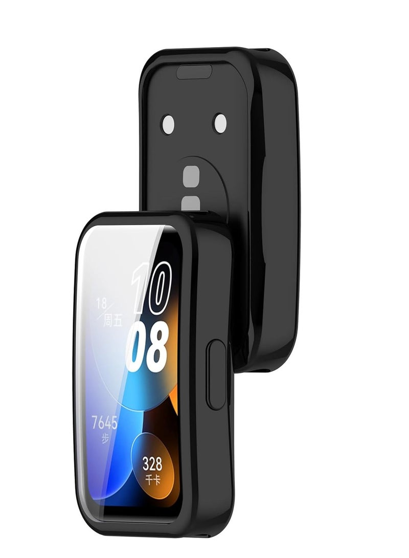360 Degree Protection Case for Huawei Band 10-9-8 with Soft Screen Protector Soft Silicone Watch Band Surrounding Protector (Black) - Image 2