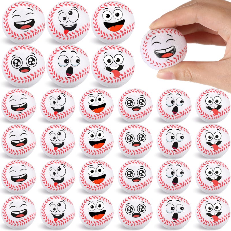 Arrowbash 24 Pcs Mini Face Baseball Stress Balls for Boys Girls Fidget Toys Bulk Foam Balls for Stress and Anxiety Relief Balls for Party Favors Birthday Gift Decoration - Image 3