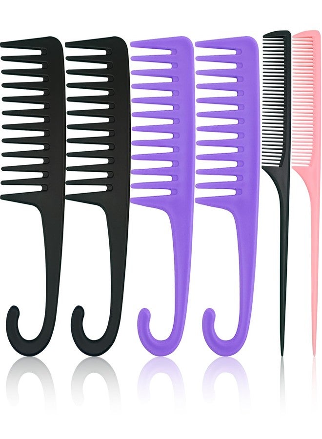 SmaringWing 6PCS Large Wide Tooth Comb Rat Tail Comb Set, Shower Combs for Wet or Dry Hair, Premium Hair Brush Combs Detangle Curls, Detangler Comb for Detangling Wigs, Styling Curly Parting Kit for Men and Women - Image 1