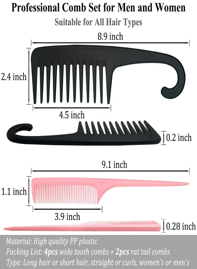 SmaringWing 6PCS Large Wide Tooth Comb Rat Tail Comb Set, Shower Combs for Wet or Dry Hair, Premium Hair Brush Combs Detangle Curls, Detangler Comb for Detangling Wigs, Styling Curly Parting Kit for Men and Women - Image 2