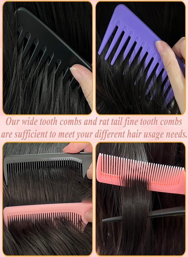 SmaringWing 6PCS Large Wide Tooth Comb Rat Tail Comb Set, Shower Combs for Wet or Dry Hair, Premium Hair Brush Combs Detangle Curls, Detangler Comb for Detangling Wigs, Styling Curly Parting Kit for Men and Women - Image 5