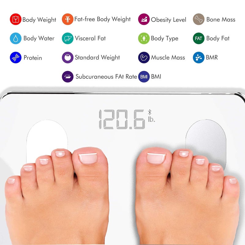 KONQUEST Smart Scale for Body Weight Digital Bathroom Scale BMI Weighing Bluetooth Body Fat Scale Body Composition Monitor Health Analyzer with Smartphone App 400 lbs  White - Image 2