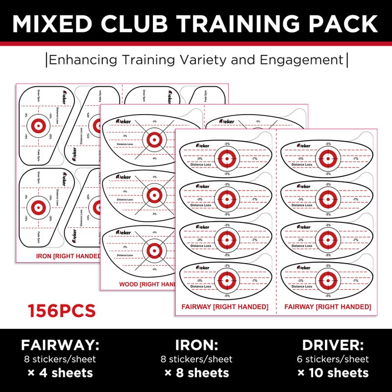 IJEKER Golf Impact Tape - High-Resolution Strike Stickers for Iron, Wood & Fairway Clubs, Non-Residue, Swing Training Aid Impact Labels, Mixed Club Types, 156pcs - Image 5