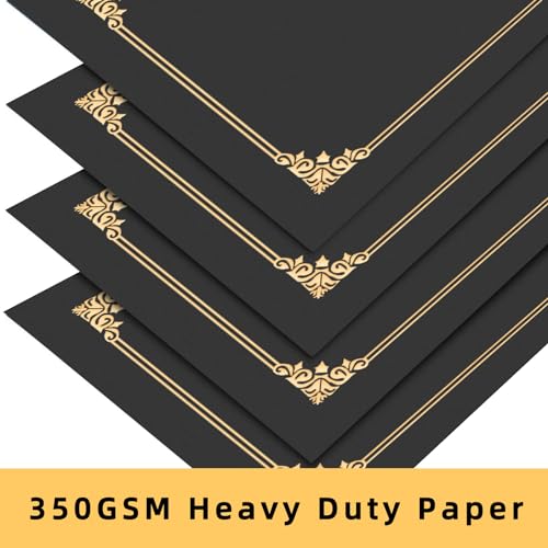 HAUTOCO 30 Pcs Certificate Holders, Black Diploma Folders Document Covers with Gold Foil Border for Letter Size 8.5x11 Cardstock, Award, Graduation - Image 4