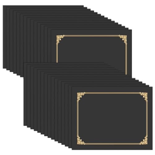 HAUTOCO 30 Pcs Certificate Holders, Black Diploma Folders Document Covers with Gold Foil Border for Letter Size 8.5x11 Cardstock, Award, Graduation - Image 1