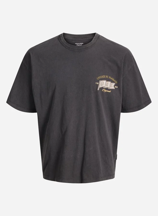 JACK & JONES Black Graphic Print Crew Neck T-Shirt