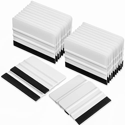Shimeyao 24 Pcs Squeegee for Vinyl Decal 4 Inch Black Felt Edge Vinyl Squeegee Plastic Scraper Vinyl Wrap Tools Window Tint Remover Car Automotive Sticker Applicator(White) - Image 1