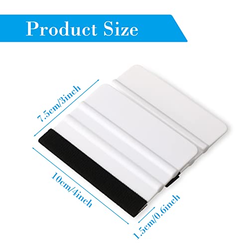 Shimeyao 24 Pcs Squeegee for Vinyl Decal 4 Inch Black Felt Edge Vinyl Squeegee Plastic Scraper Vinyl Wrap Tools Window Tint Remover Car Automotive Sticker Applicator(White) - Image 2