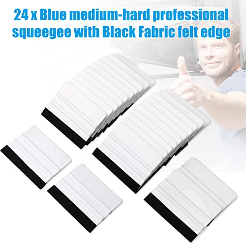 Shimeyao 24 Pcs Squeegee for Vinyl Decal 4 Inch Black Felt Edge Vinyl Squeegee Plastic Scraper Vinyl Wrap Tools Window Tint Remover Car Automotive Sticker Applicator(White) - Image 5