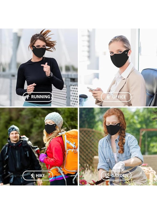 Kawkab Black 4-piece 3D seamless face mask, outdoor UV protection sunscreen mask, ice silk polyester breathable sunscreen face mask - Image 2