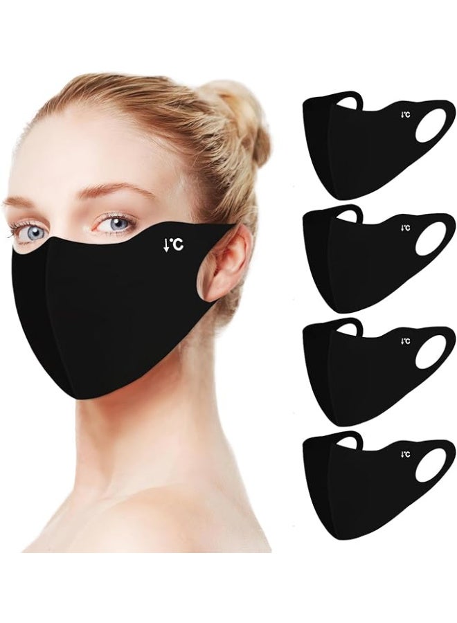 Kawkab Black 4-piece 3D seamless face mask, outdoor UV protection sunscreen mask, ice silk polyester breathable sunscreen face mask - Image 1