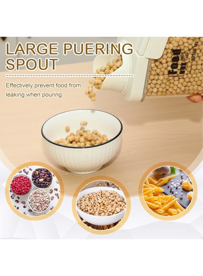 Blushtier 4 PCS Cereal Containers Storage 2.8L Airtight Large Dry Food Storage Containers with Pouring Spout Cereal Containers Storage Dispenser Measuring Cup for Flour and Baking Supplies, White - Image 3